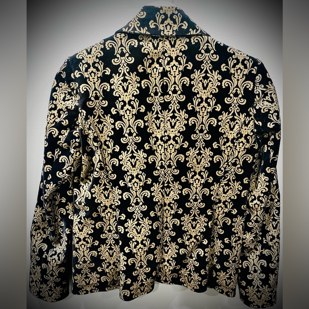 Boston Proper Black and Gold Brocade Jacquard velvet Blazer - Picture 5 of 5